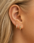14k Emerald Flower Huggies