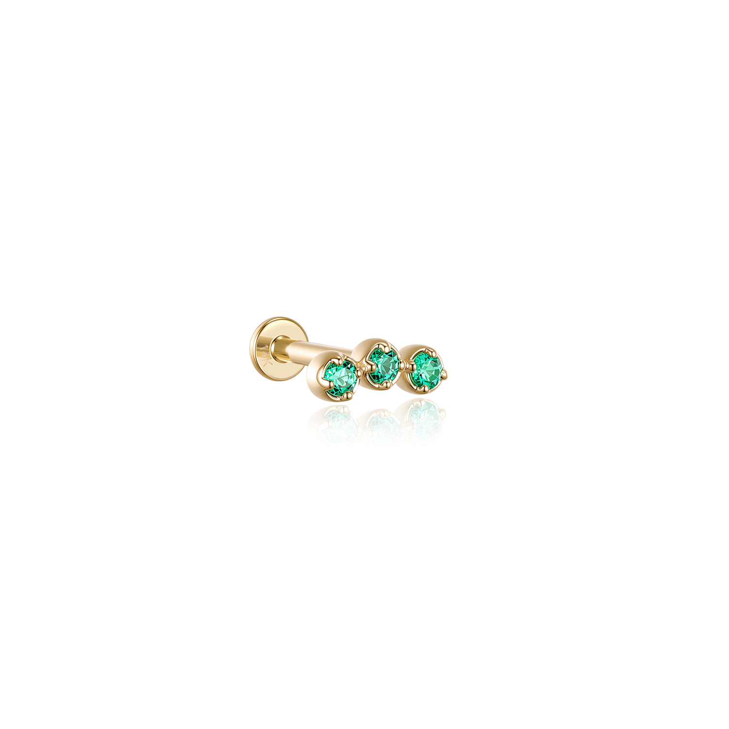 14k Emerald Cluster Flatback Studs