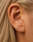 14k Baguette Flatback Studs