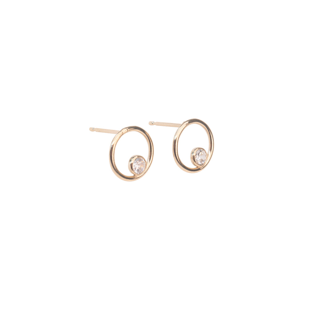 Gold Filled Circle Crystal Studs