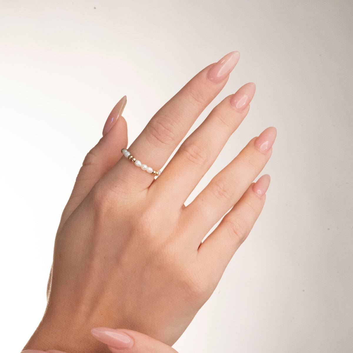 Gold and Pearl Ring in 14k gold-filled, alternate view