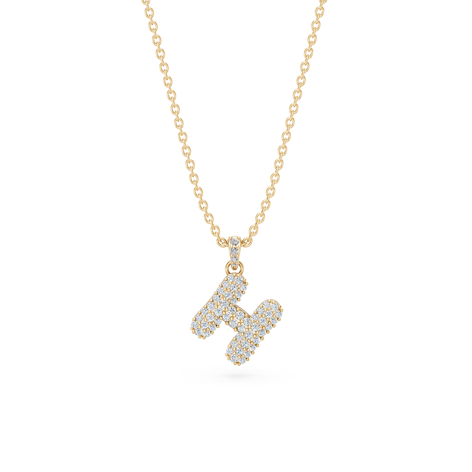 14k Diamond Bubble Letter Necklace