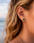 14k Square Emerald Studs