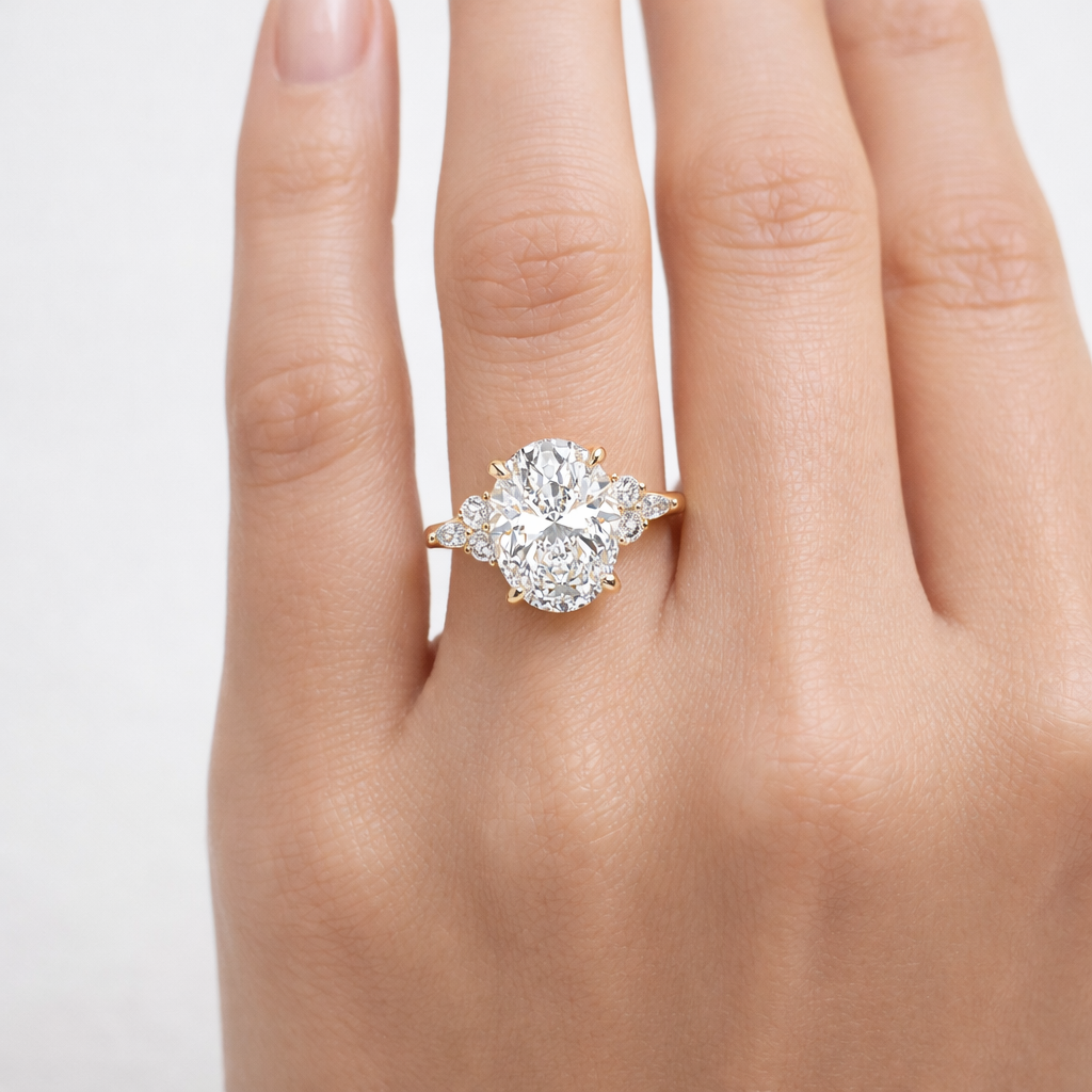 14k Oval Accent Ring