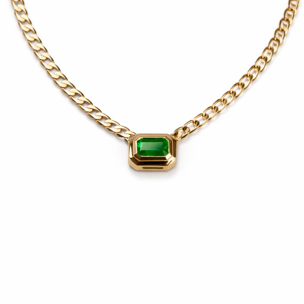 14k Mini Emerald Neptune Necklace