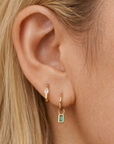 14k Emerald Baguette Hoop Charm