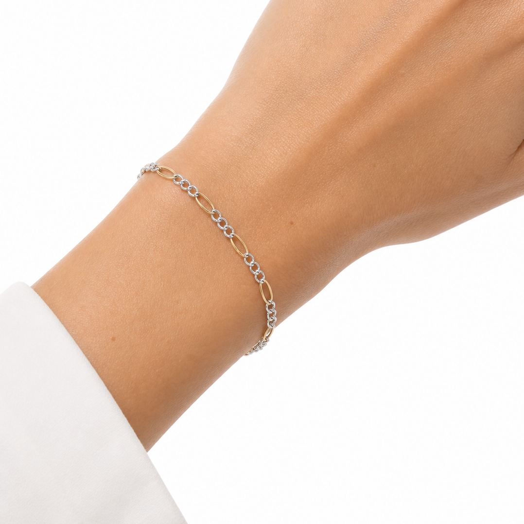 Two-Tone Figaro Bracelet