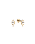14k Marquise Diamond Flatback Studs