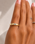 14k Little Oval Diamond Dome Ring