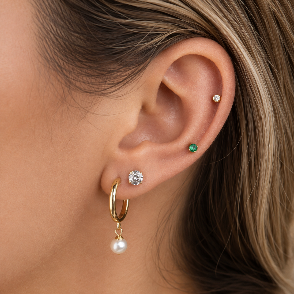 Pearl Clasp Hoops