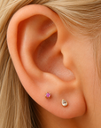 14k Diamond Pear Bezel Flatback Studs