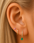 14K Emerald Pear-Shape Hoop Charm