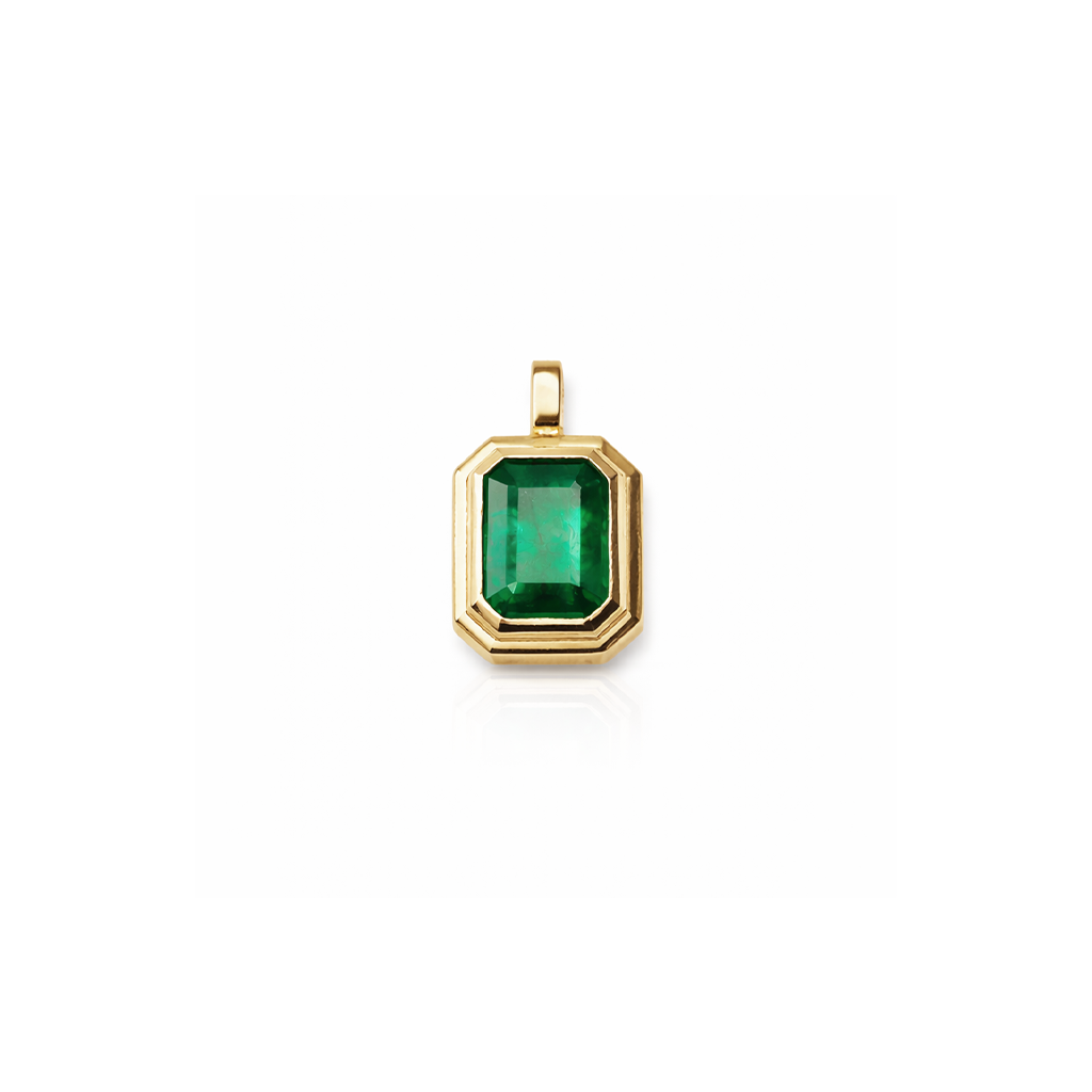 14k Emerald Tiered Bezel Necklace