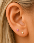 14k Little Pink Sapphire Flatback Studs