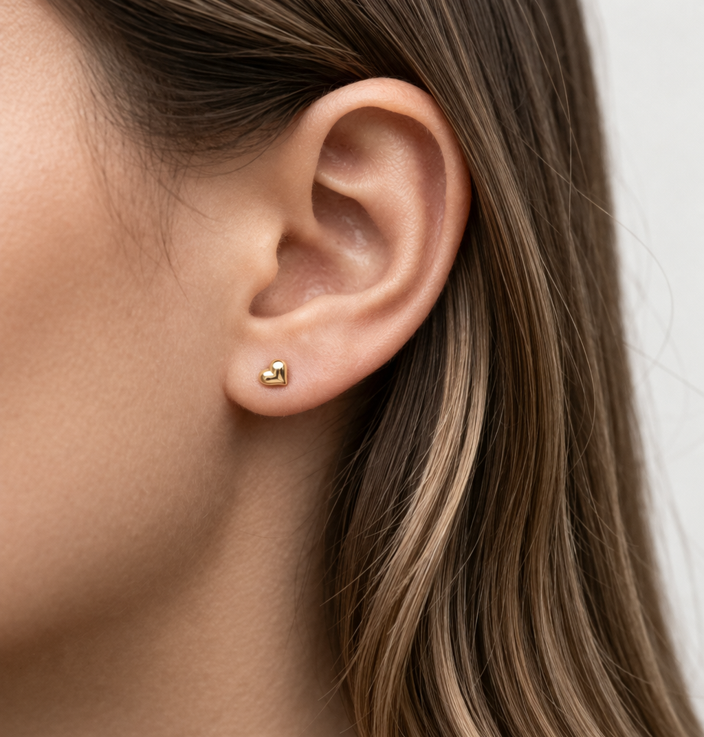 Gold Filled Puffy Heart Studs
