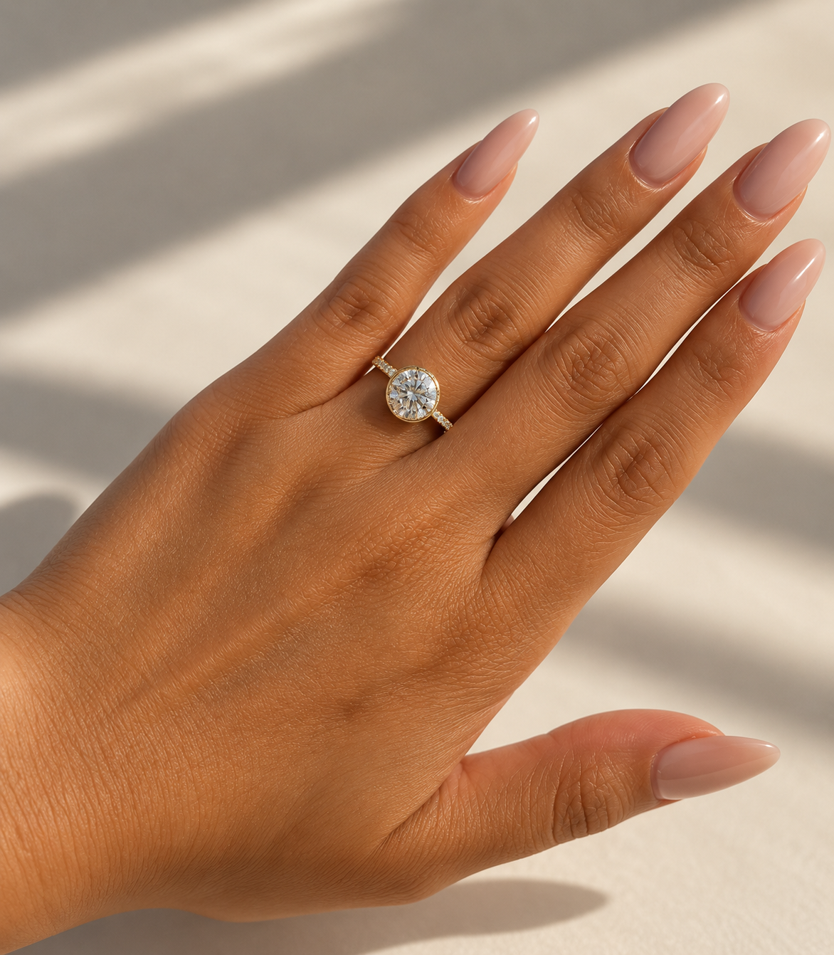 14k Round Pavé Bezel Ring
