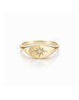 14k Gold Starburst Signet Ring