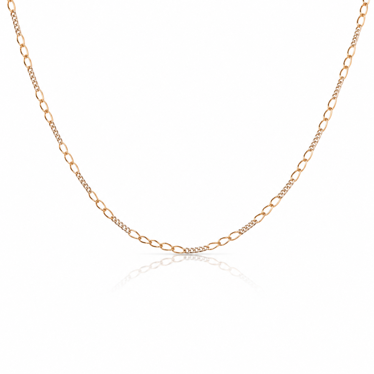 Two-Tone Thin Figaro Necklace