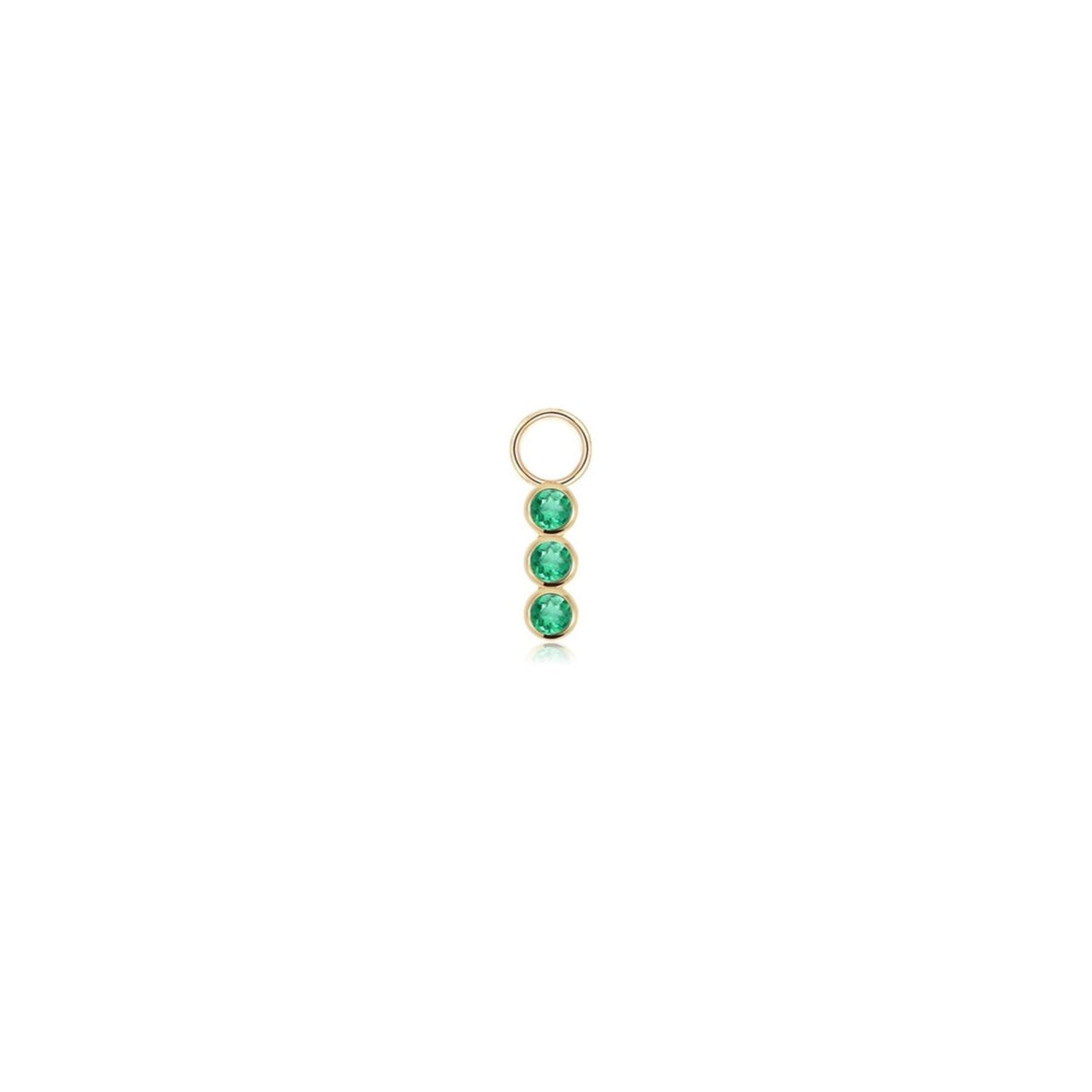 14k Triple Emerald Hoop Charm