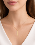 Gold Filled Vertical Bar Charm Necklace