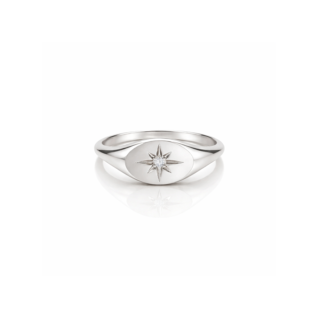 14k Gold Starburst Signet Ring