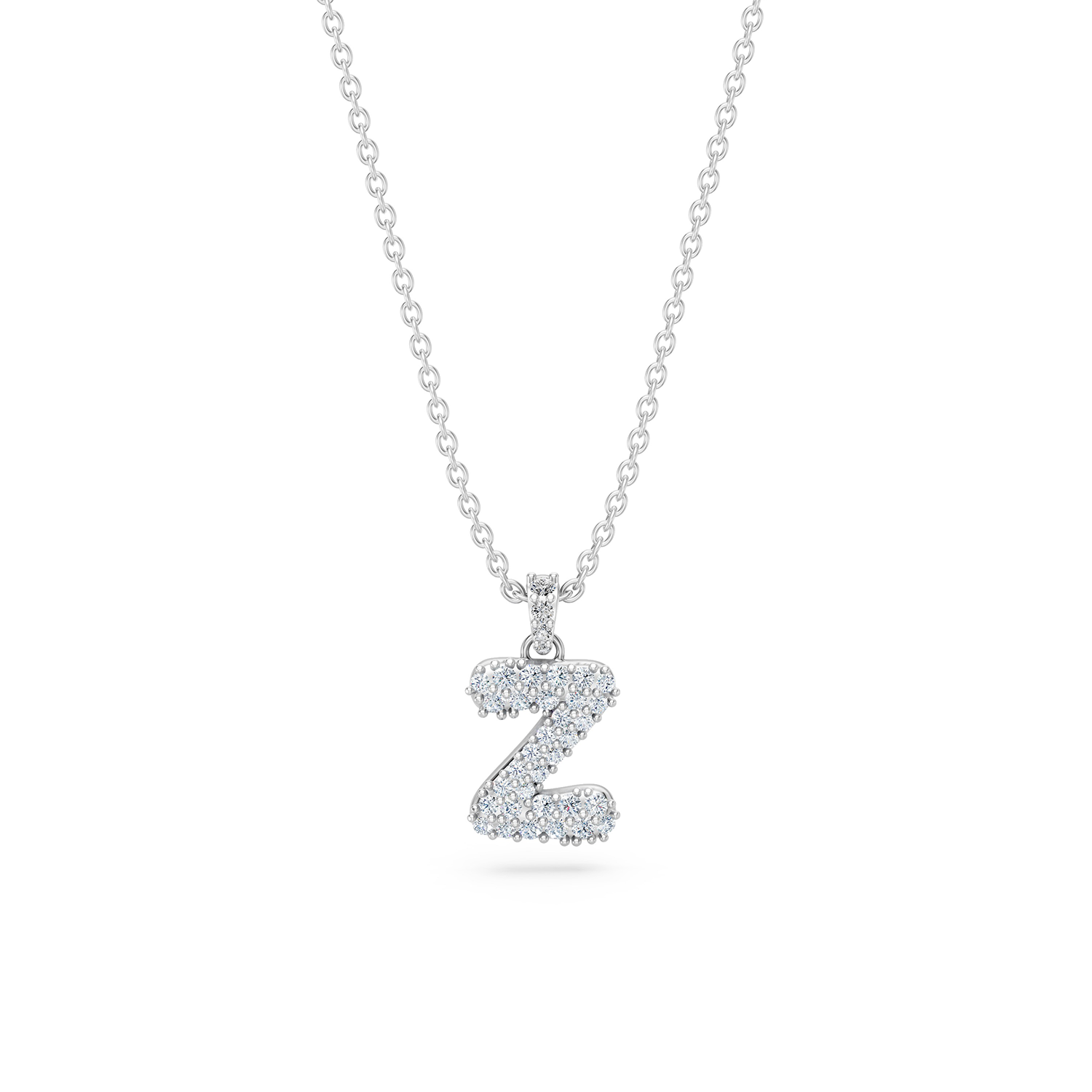 14k Diamond Bubble Letter Necklace
