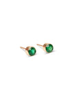 14k Medium Emerald Bezel Studs | 4mm