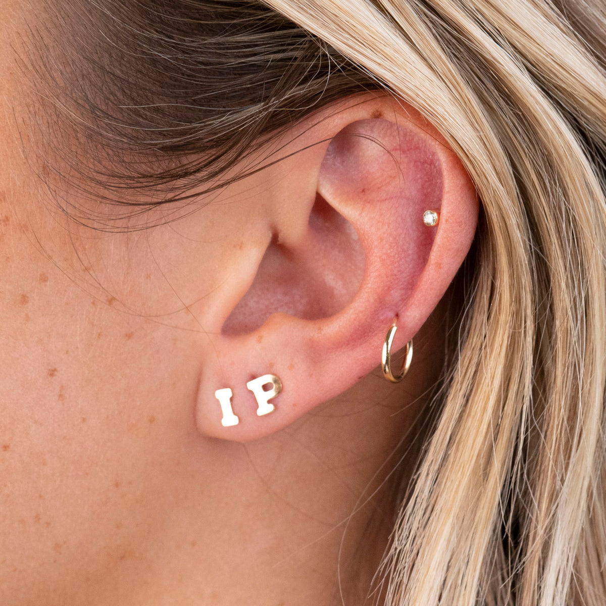 14k Gold Alphabet Studs