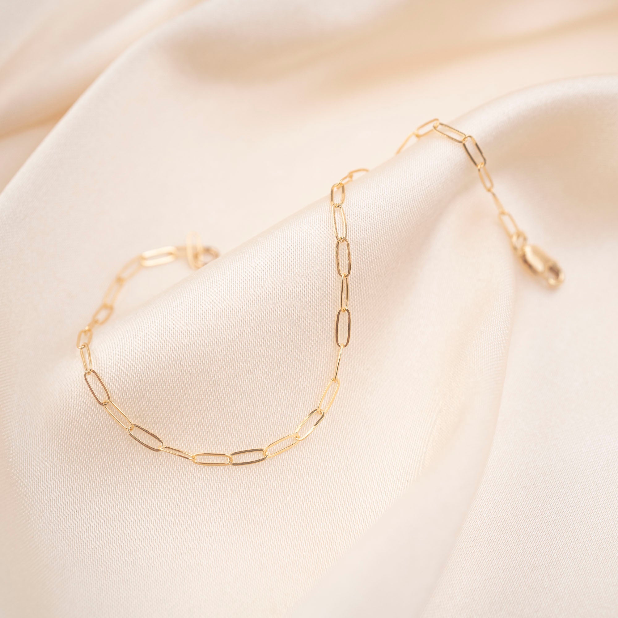 Gold Filled Thin Paperclip Bracelet