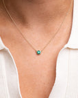 14k Emerald Bezel Necklace