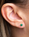 14k Medium Emerald Bezel Studs | 4mm