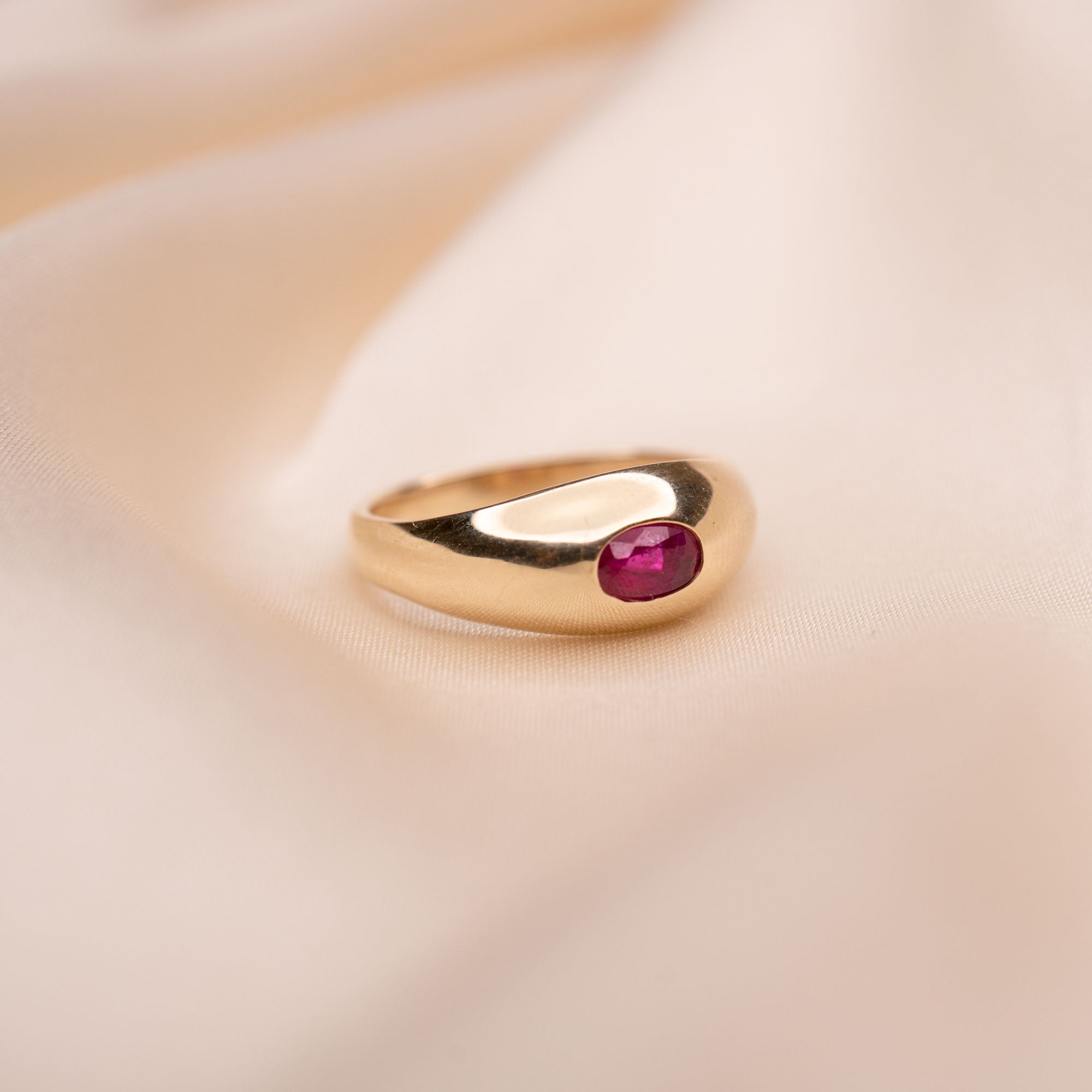 14k Oval Ruby Dome Ring