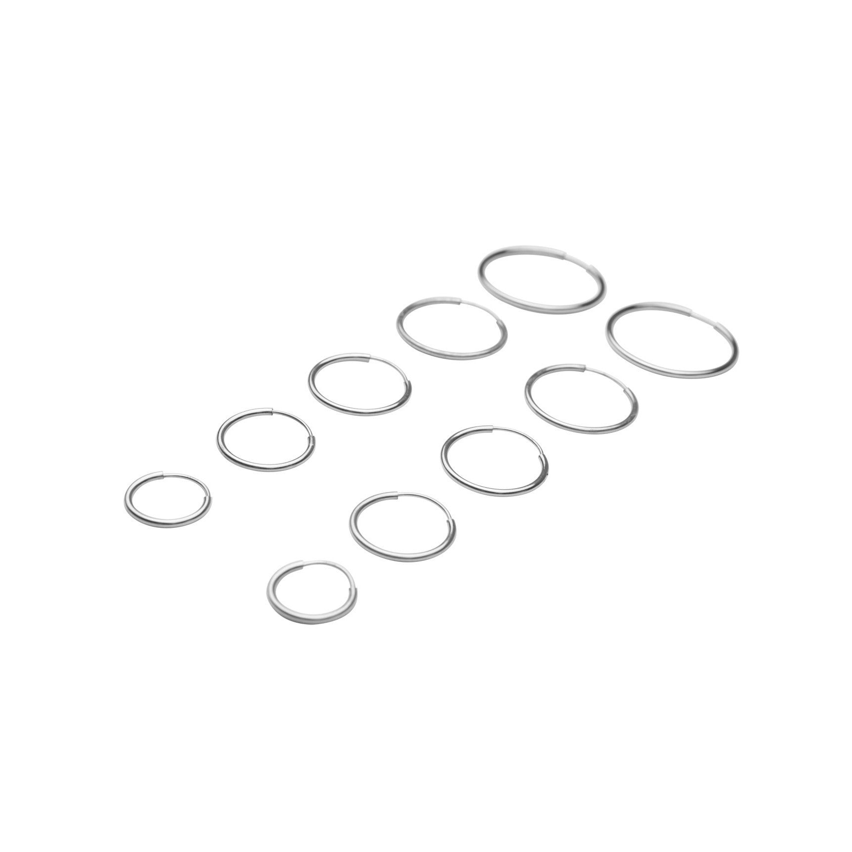 Polished silver endless hoops showing smooth continuous design
