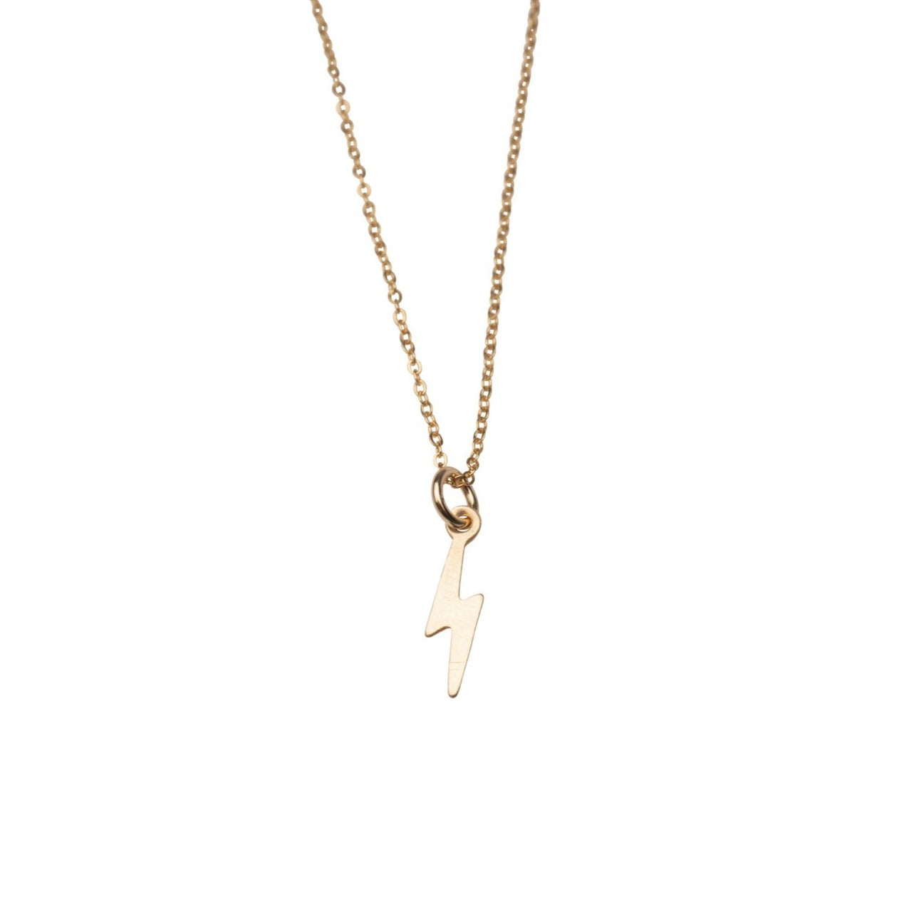 Gold Filled Tiny Lightning Bolt Charm Necklace