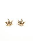 14k Gold Cannabis Studs