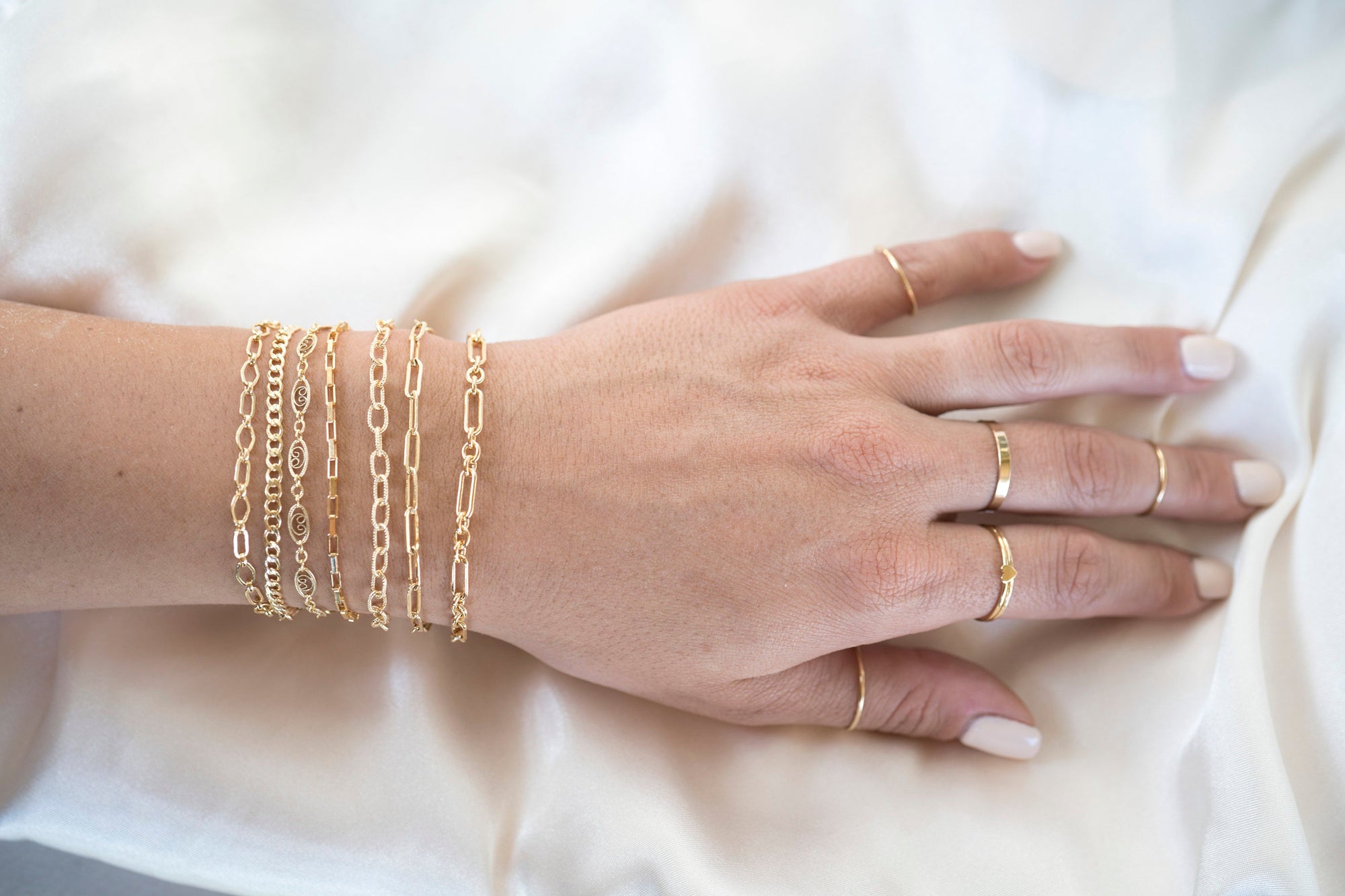 Gold Rectangle Bracelet, 14k Gold Bracelet, Simple Gold Bracelet, Chain and Link Bracelet, Bracelet, Chain Bracelet, Dainty Bracelet
