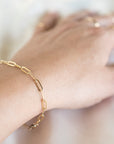 Gold Rectangle Bracelet, 14k Gold Bracelet, Simple Gold Bracelet, Chain and Link Bracelet, Bracelet, Chain Bracelet, Dainty Bracelet