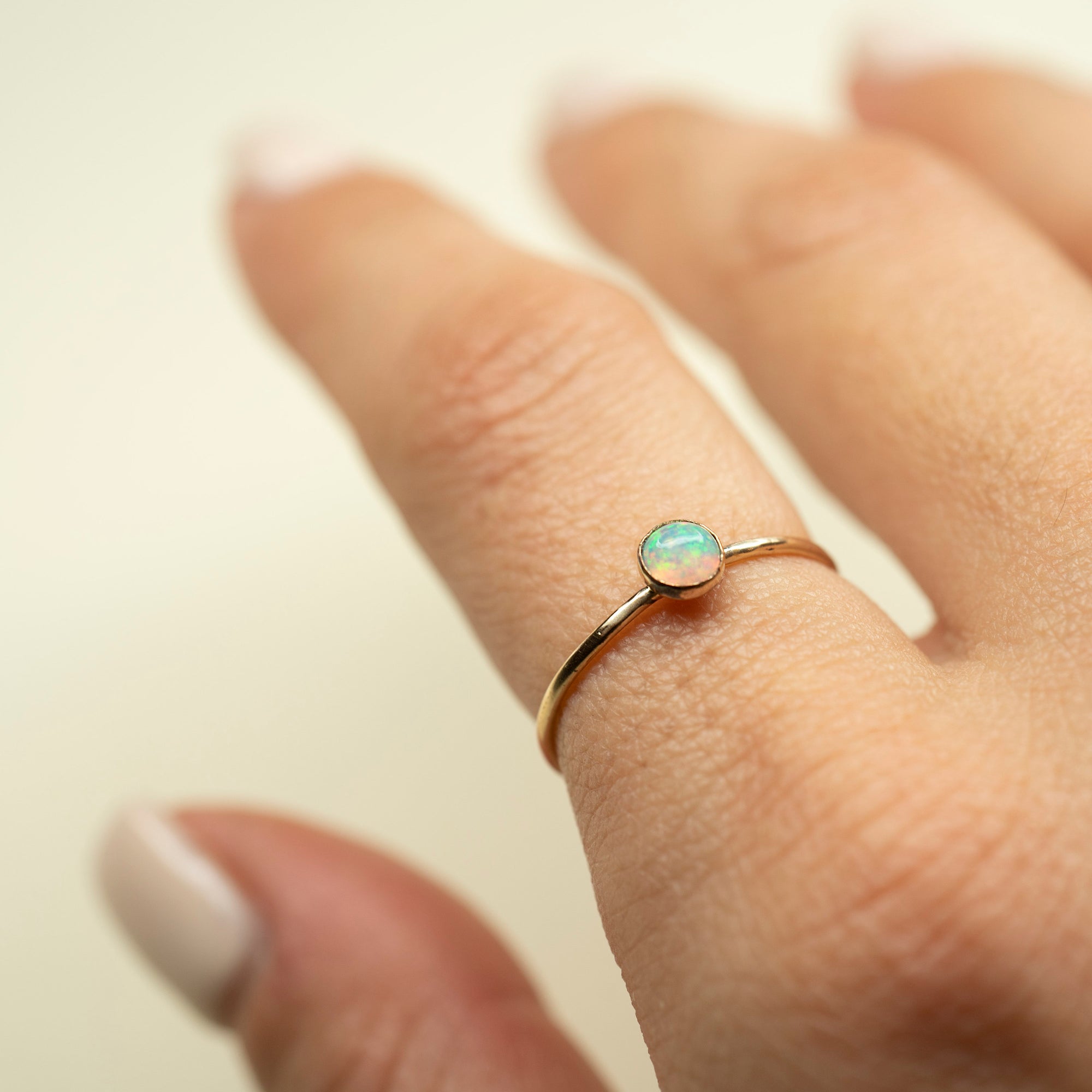 Tiny Gold Opal Ring, Gold Opal Ring, Natural Opal Ring, 3mm Opal Ring, Handmade Opal Ring, Dainty Opal Ring, Gemstone Ring, Simple Opal Ring