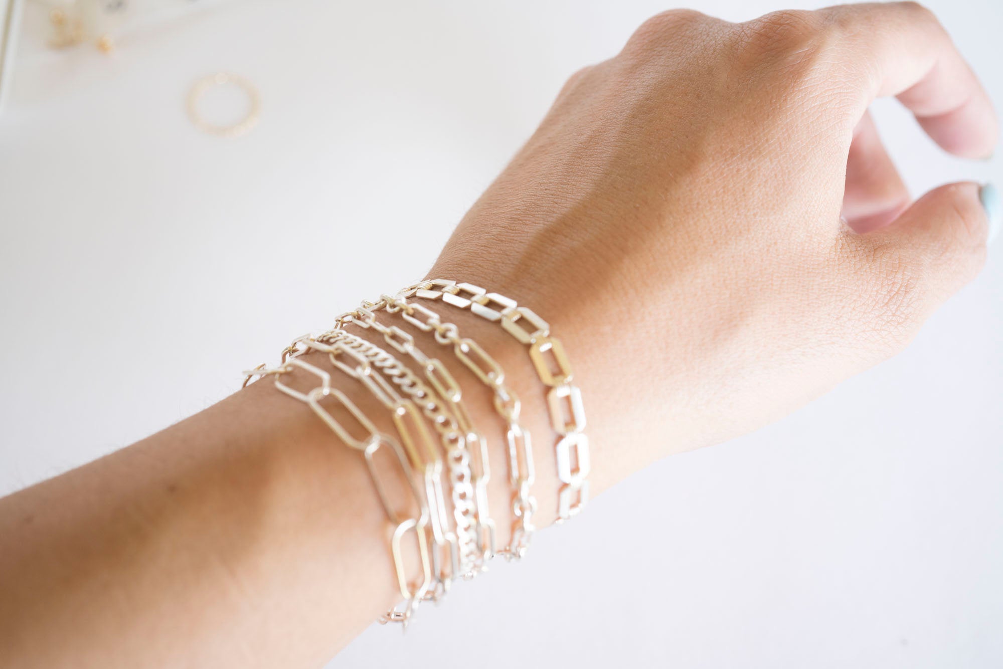 Sterling Silver Rectangle XL Bracelet, Sterling Silver Bracelet, Simple Silver Bracelet, Chain and Link Bracelet, Bracelet, Chain Bracelet