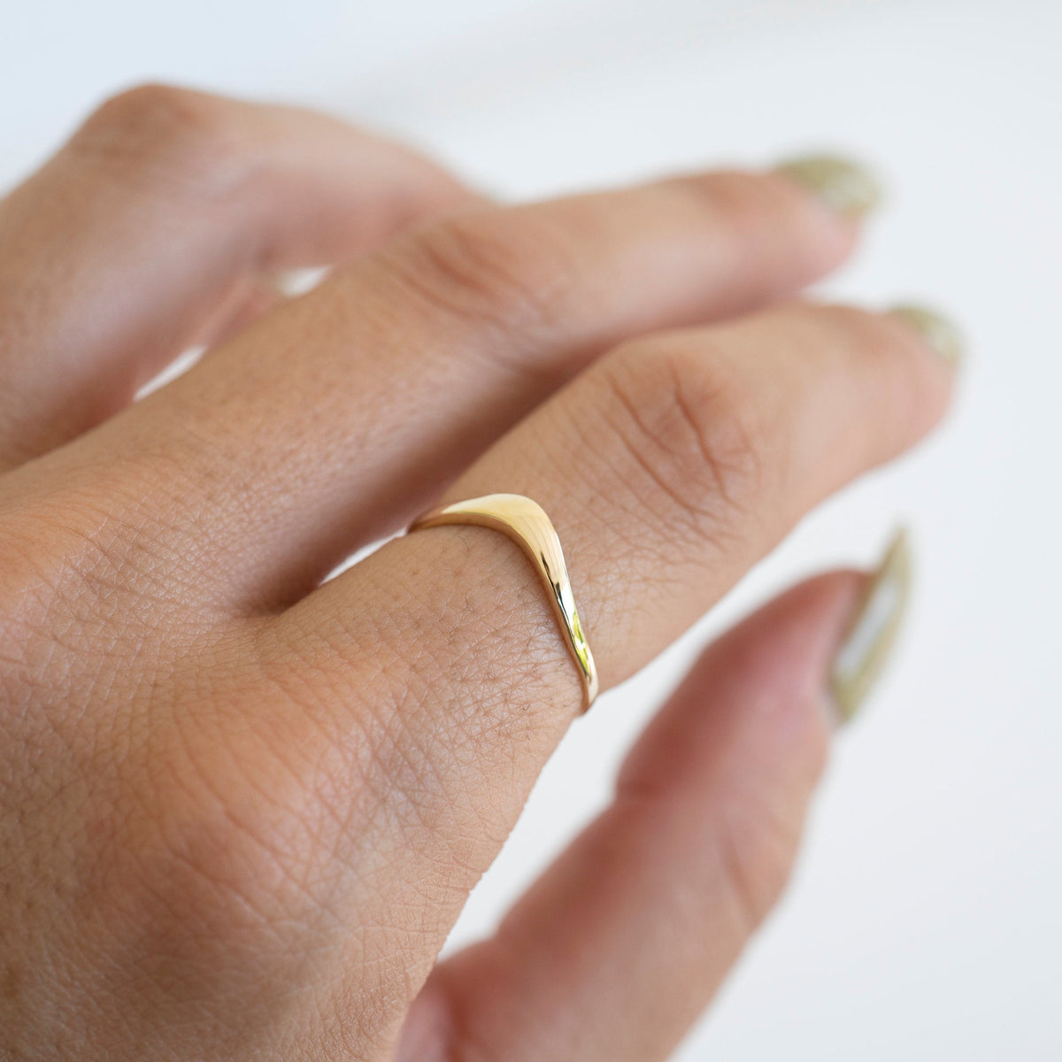 14k Solid Gold V Shaped Ring, 14k Gold Ring, Gold Stacker, Gold Band Ring, Delicate Ring, Simple Gold Ring, Womens Gold Ring, Gift for her