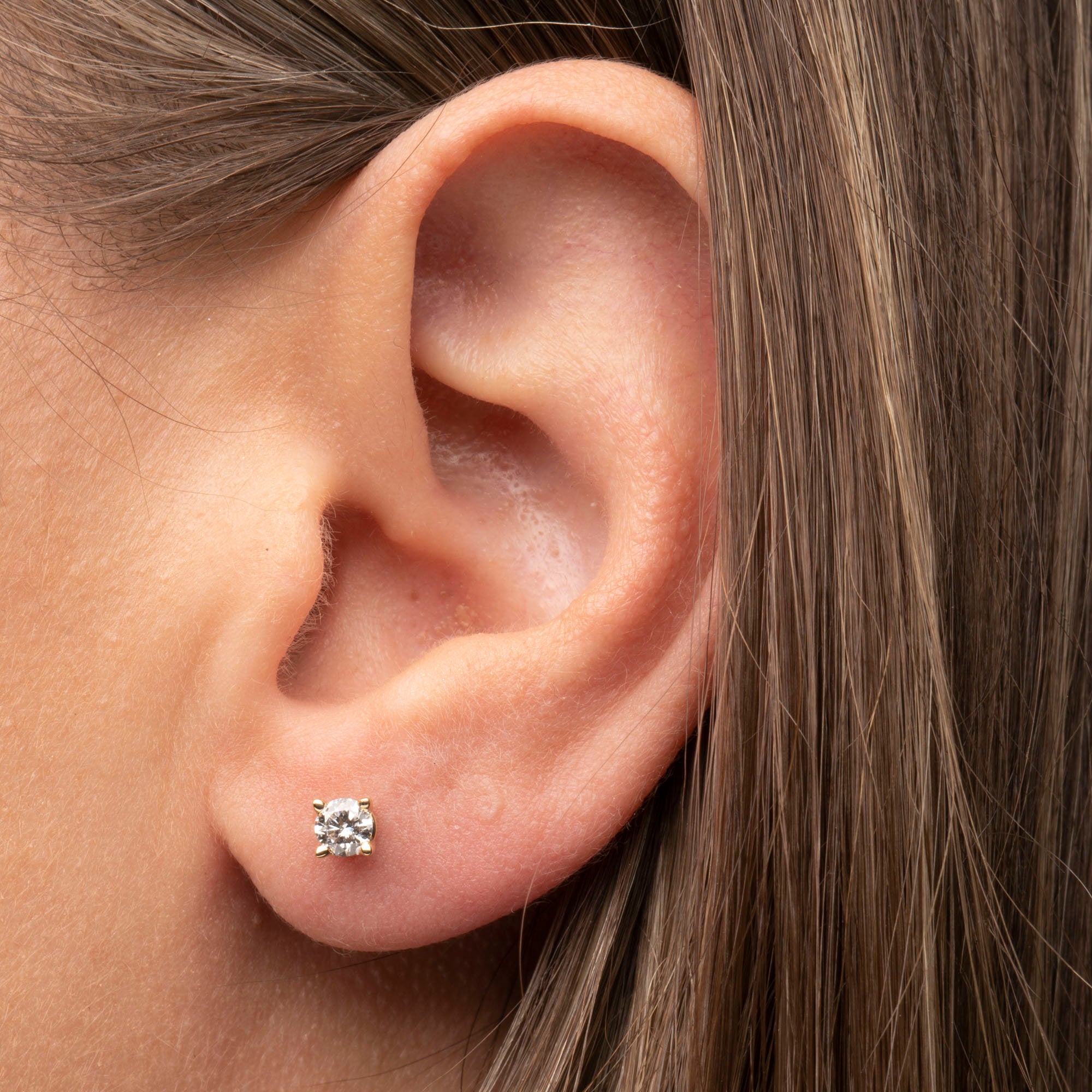 14k Round Diamond Studs | Genuine Diamond Studs, Natural Diamond Earrings, 14k Gold Earrings, Cute Diamond Studs, Simple Diamond Studs