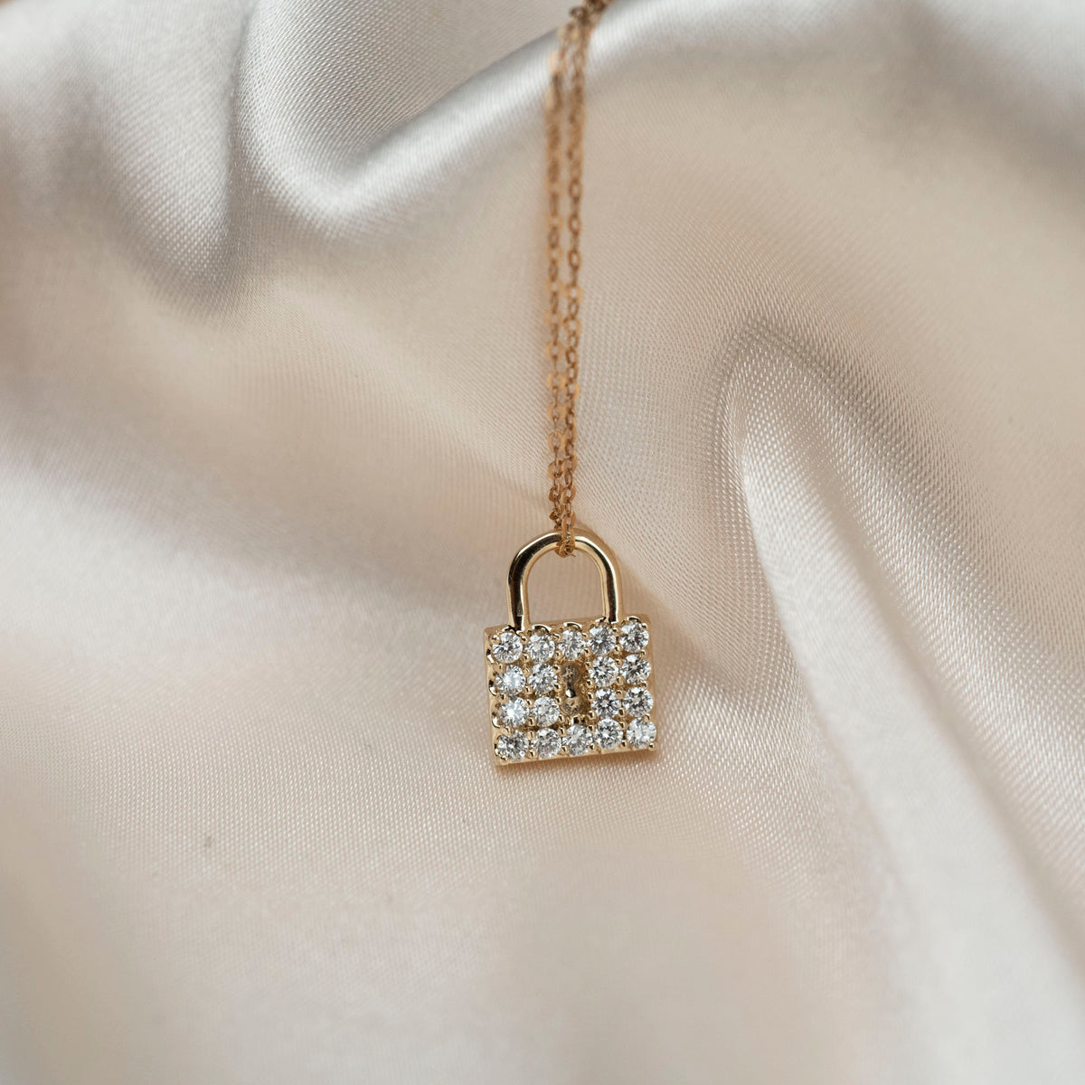 14k Diamond Padlock Necklace, Gold Lock Charm Necklace, 14k Diamond Necklace, Gold Lock Charm, Holiday Gift, Gift for Her, Lock Necklace