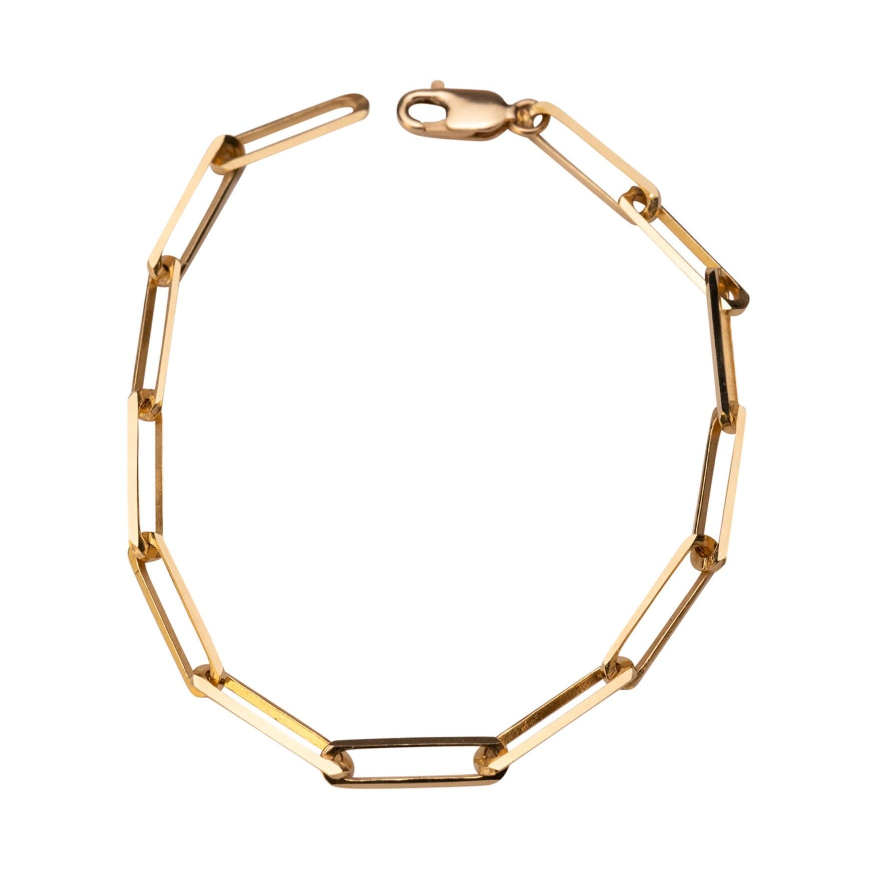 14k Solid Gold Large Rectangle Bracelet | 14k Gold Paperclip Bracelet, Simple 14k Bracelet, Minimal Bracelet, 14k Gold Bracelet