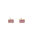 14k Pink Sapphire Baguette Studs